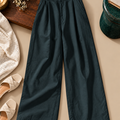 Linen Blend Wide-Leg Trousers