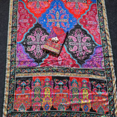 Vibrant Paisley Print Saree with Real Mirror Work