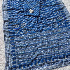 Indigo Blue Soft Fox Georgette Saree with Real Mirror & Katdana Work